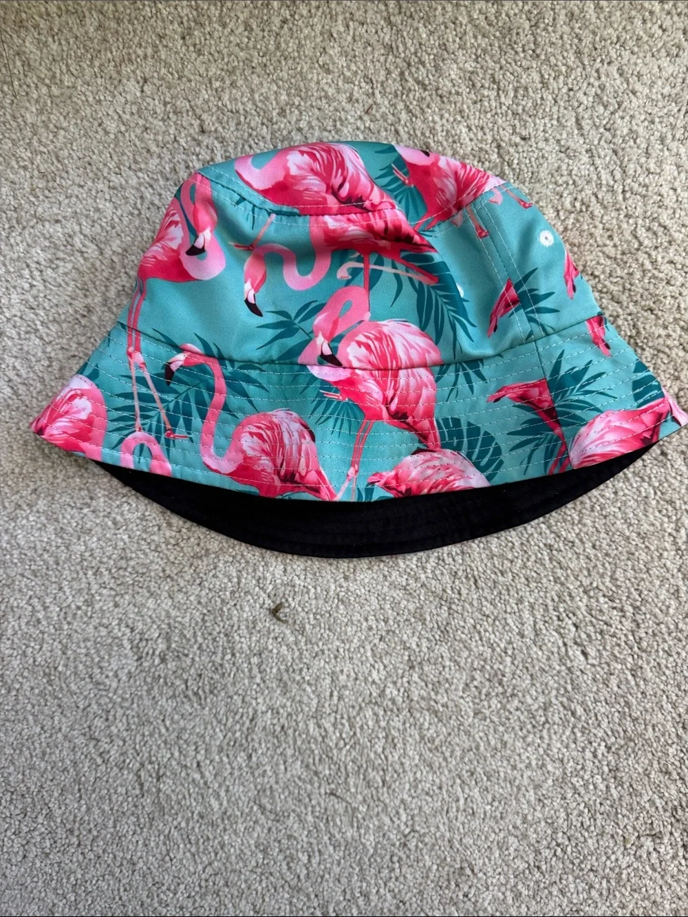Kids Flamingo Print Reversible Bucket Hat - Pink & Teal